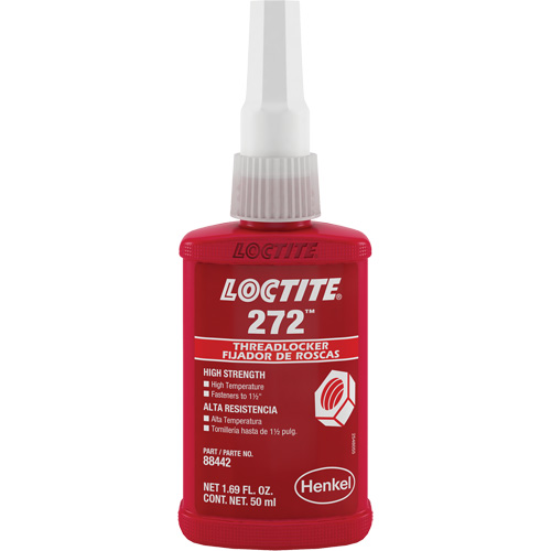 Threadlocker 272 High Temperature, Red, High, 50 ml, Bottle Equipex