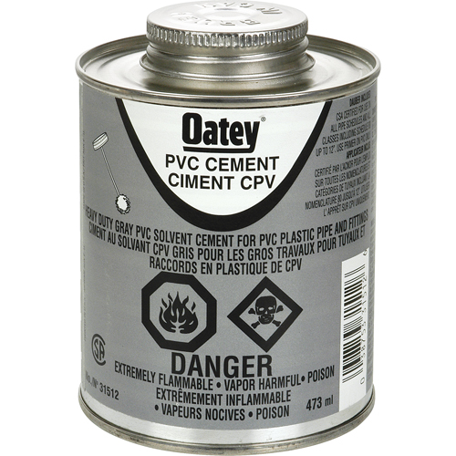 PVC Heavy-Duty Cement, 473 ml, Brush-Top Can, Grey Equipex