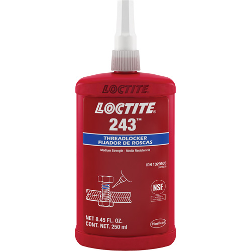 Threadlocker 243 Oil Tolerant, Blue, Medium, 250 ml, Bottle Equipex