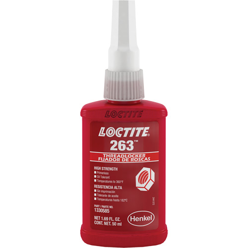 Threadlocker 263 Rapid Cure, Red, High, 50 ml, Bottle Equipex
