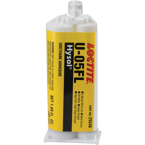 Adh&eacute;sif ur&eacute;thane Hysol U-05FL, Deux composants, Cartouche double, 90 g, Blanc cass&eacute; Equipex