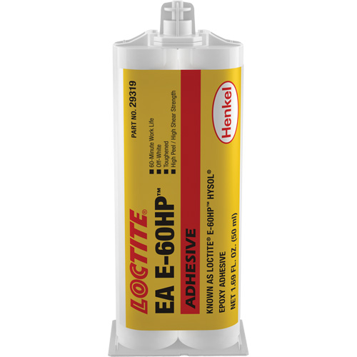 E-60HP Hysol&reg; Epoxy Adhesive, 50 ml, Dual Cartridge, Two-Part, Off-White Equipex