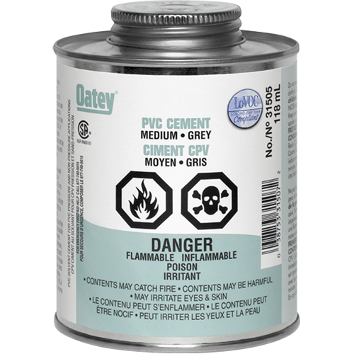 PVC Cement, 0.250 lbs, Brush-Top Can, Grey Equipex