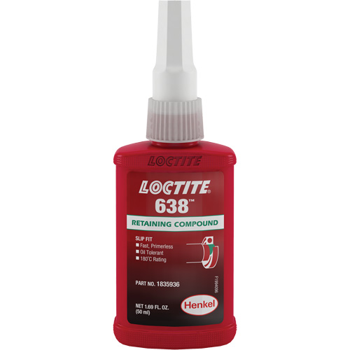 Compos&eacute; de retenue Loctite 638, 50 ml, Bouteille, Vert Equipex