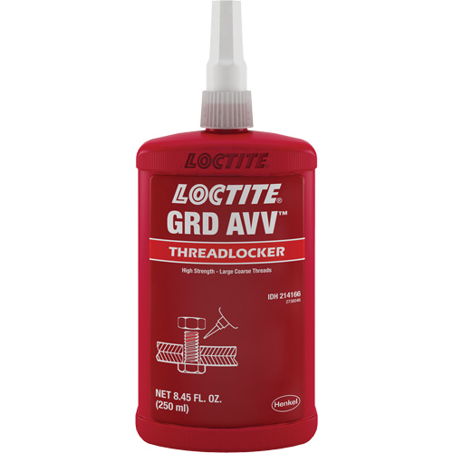 Letter Grade AVV Threadlocker, Red, High, 250 ml, Bottle Equipex