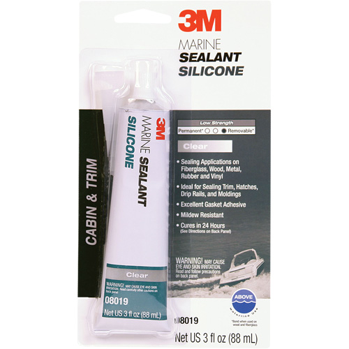 Marine Grade Silicone Sealant, 3 oz., Tube, Clear Equipex