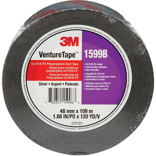 Ruban en polypropyl&egrave;ne Venture Tape 1599B, 3 mils, Argent, 48 mm (2") x 109,7 m (359,9') Equipex