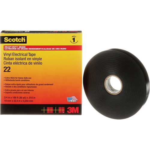 Ruban isolant en vinyle Scotch, 19 mm (3/4") x 33 m (108'), Noir, 10 mils Equipex