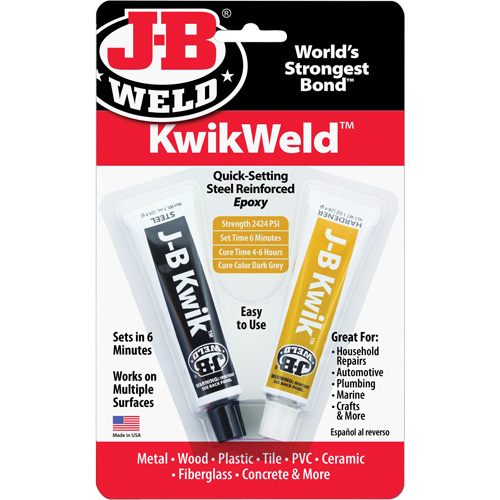 KwikWeld Epoxy, Two-Part, Tube, 2 oz., Grey Equipex