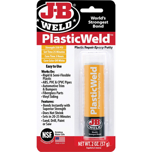Colle &eacute;poxyde PlasticWeld, 2 oz, B&acirc;ton, Blanc cass&eacute; Equipex