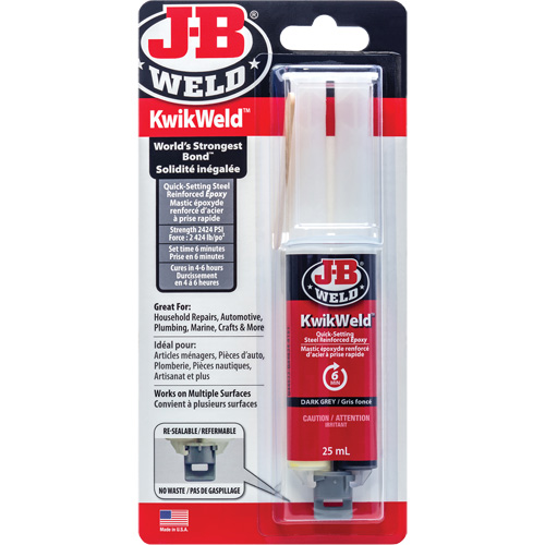 Adh&eacute;sif KwikWeld, 25 ml, Seringue, Deux composants, Gris Equipex