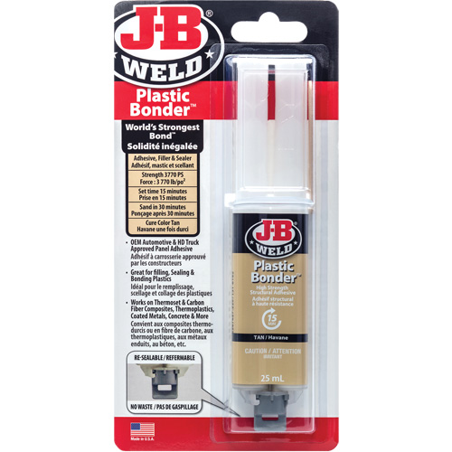 Plastic Bonder Adhesive, 25 ml, Syringe, Two-Part, Tan Equipex