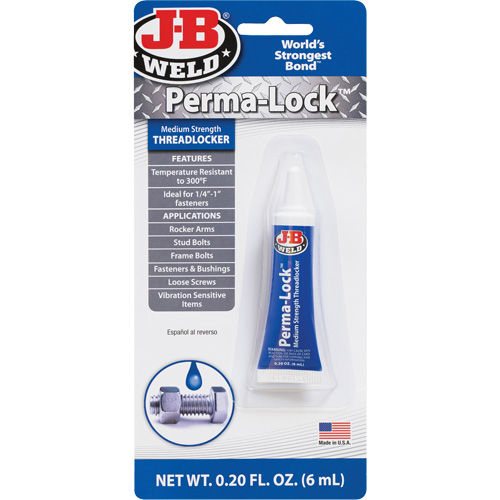 Perma-Lock Threadlocker, Blue, Medium, 6 ml, Tube Equipex