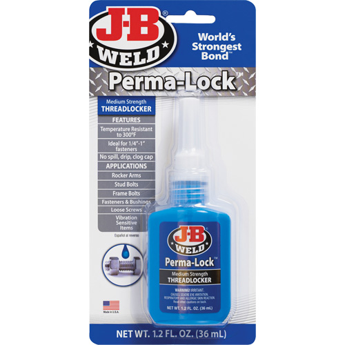 Perma-Lock Threadlocker, Blue, Medium, 36 ml, Bottle Equipex