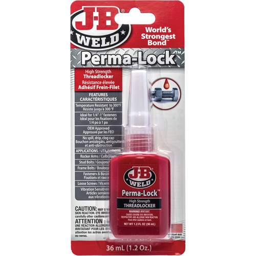 Perma-Lock Threadlocker, Red, High, 36 ml, Bottle Equipex