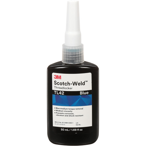 Adh&eacute;sif frein-filet TL42 Scotch-Weld, Bleu, Moyen, 50 ml, Bouteille Equipex