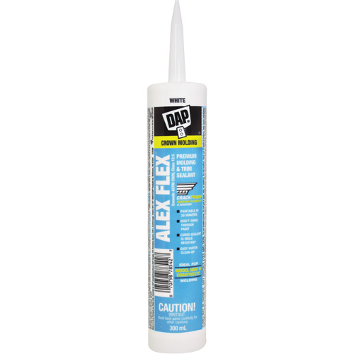 Alex Flex&reg; Premium Molding & Trim Acrylic Latex Siliconized Sealant, 300 ml, Cartridge, White Equipex
