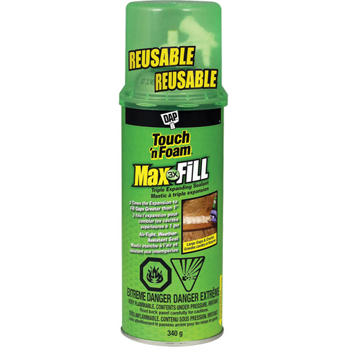 Touch 'n Foam&reg; Max Fill Triple Expanding Sealant, 340 g, Aerosol Can, Cream Equipex