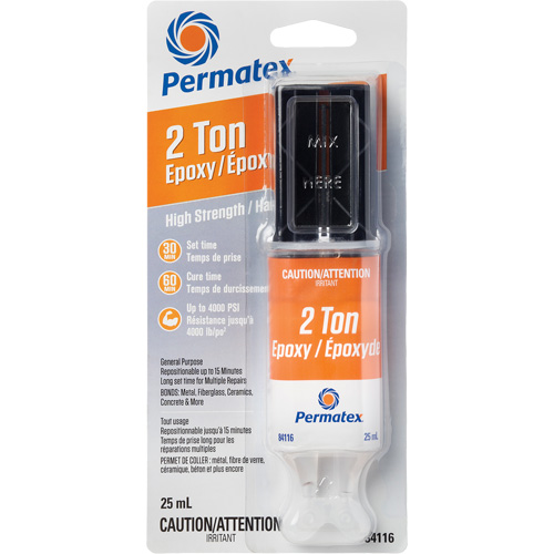 Colle &eacute;poxyde avec capacit&eacute; de 2 tonnes, 25 ml, Seringue, Deux composants, Transparent Equipex
