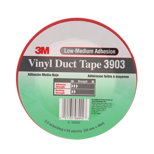 Rubans adh&eacute;sifs en vinyle 3903, 48 mm (2") la x 46 m (151') lo, 6,5 mils, Rouge Equipex