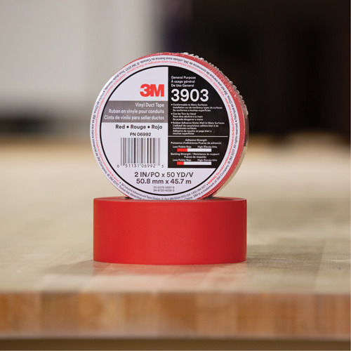 Rubans adh&eacute;sifs en vinyle 3903, 48 mm (2") la x 46 m (151') lo, 6,5 mils, Rouge Equipex