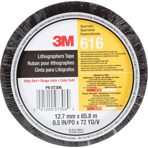 Ruban pour lithographe 616, 12,7 mm (1/2") x 66 m (216'), Rouge Equipex