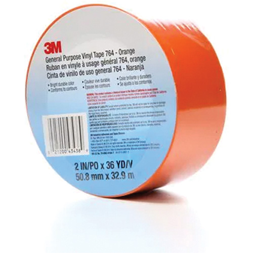 Ruban en vinyle pour travaux g&eacute;n&eacute;raux 764, 50,8 mm (2") la x 32,9 m (108') lo, 5 mils, Orange Equipex