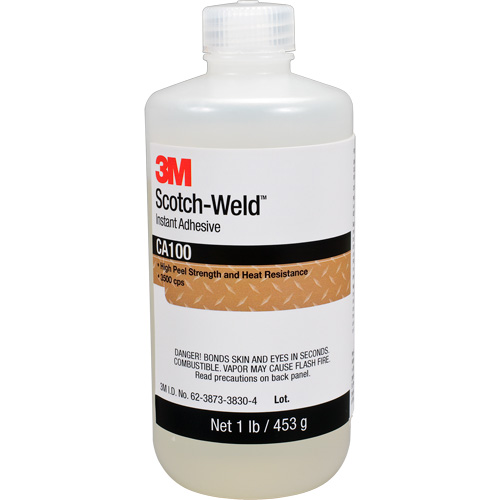 Scotch-Weld Instant Adhesive CA100, Off-White, Bottle, 1 lbs. Equipex