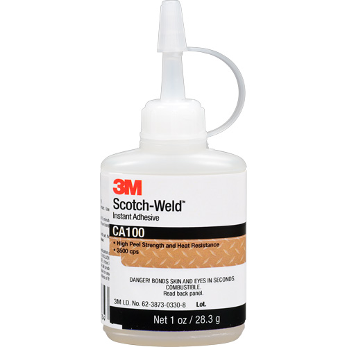 Scotch-Weld Instant Adhesive CA100, Off-White, Bottle, 1 oz. Equipex