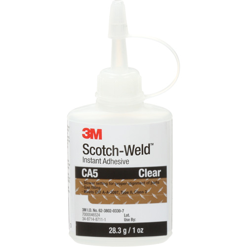 Adh&eacute;sif instantan&eacute; CA5 Scotch-Weld, Transparent, Bouteille, 1 oz Equipex