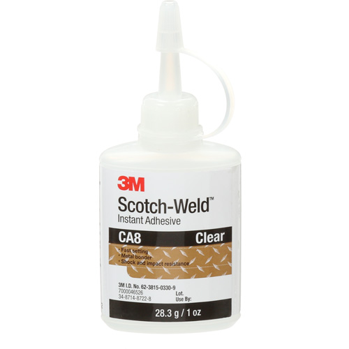 Adh&eacute;sif instantan&eacute; CA8 Scotch-Weld, Transparent, Bouteille, 1 oz Equipex