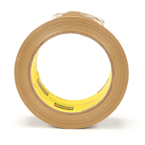 Scotch&reg; Box Sealing Tape 375, Hot Melt Adhesive, 3.1 mils, 48 mm (2") x 50 m (164') Equipex