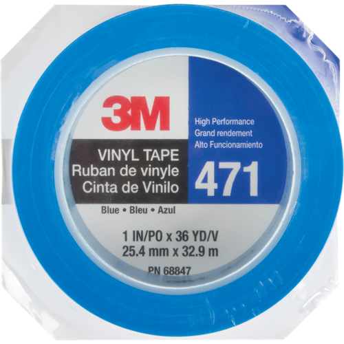 Ruban en vinyle 471, 25,4 mm (1") la x 32,9 m (108') lo, 5,3 mils, Bleu Equipex