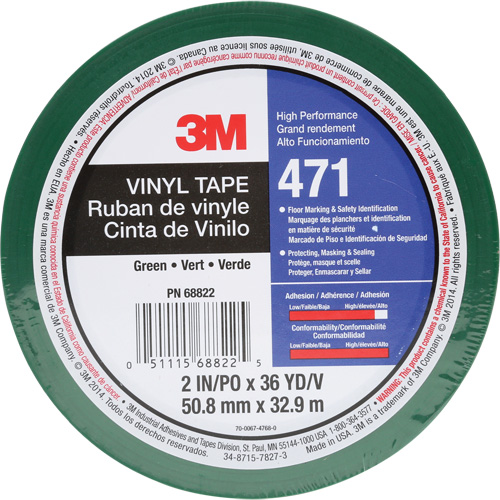 Ruban en vinyle 471, 50,8 mm (2") la x 32,9 m (108') lo, 5,2 mils, Vert Equipex