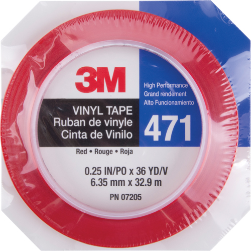 471 Vinyl Tape, 6 mm (1/4") W x 32.9 m (108') L, 5.3 mils, Red Equipex