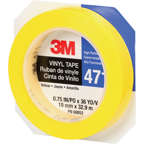 471 Vinyl Tape, 19 mm (3/4") W x 32.9 m (108') L, 5.3 mils, Yellow Equipex