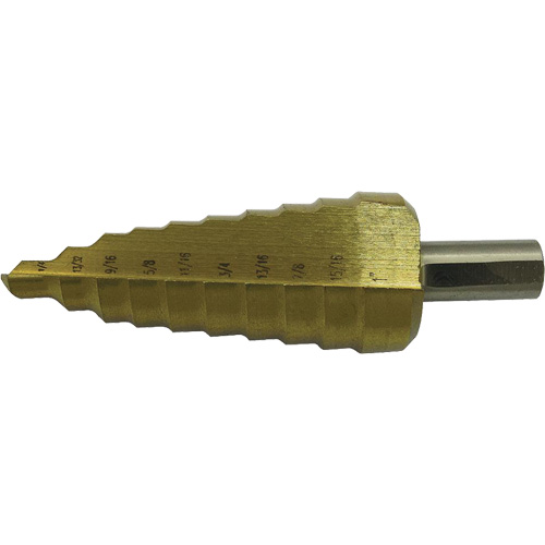 Foret &eacute;tag&eacute; &agrave; 9 &eacute;tages de qualit&eacute; sup&eacute;rieure Jet-Kut, 1/4" - 3/4", Incr&eacute;ments de 1/16", Acier rapide Equipex