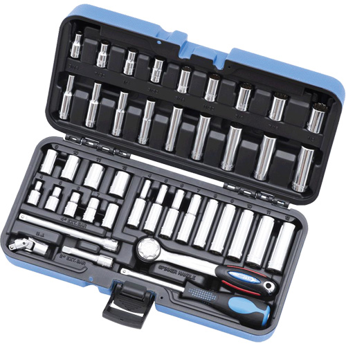 SW1442C-12 Jeu de cl&eacute; &agrave; douille SAE/m&eacute;triques &agrave; 12 pans, 42 Mcx, Prise de 1/4", Profond Equipex