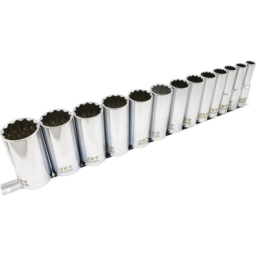 SS1213D-12 SAE 12-Point Socket Set, 13 Pcs, 1/2" Drive Size, Deep Equipex