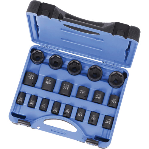 PS1912 SAE 6-Point Socket Set, 19 Pcs, Impact, 1/2" Drive Size, Deep Equipex