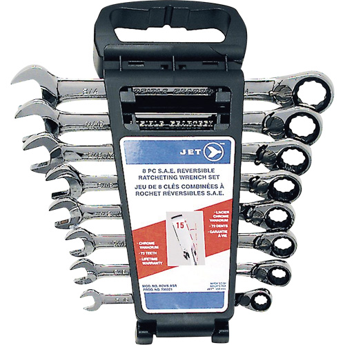 RCWS-8SR Jeu de cl&eacute;s &agrave; rochet r&eacute;versibles longues, SAE, Combinaison, 8 morceaux, Imp&eacute;rial Equipex