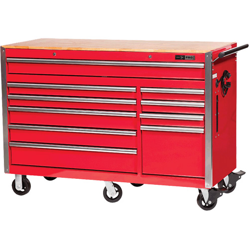 PRC5610 Pro Series Roller Cabinet, 10 Drawers, 55-9/10" W x 24-1/10" D x 39-7/10" H, Red Equipex