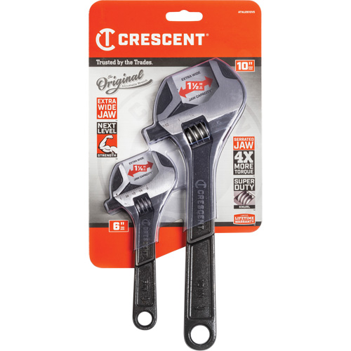 Wide-Jaw Wrench Set, Adjustable, 2 Pieces, Imperial Equipex