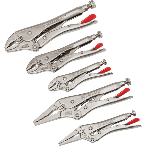 5-Piece Curved & Long Nose Locking Plier Set, 14-1/2" L Equipex
