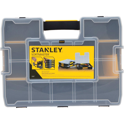 Organisateur empilable pour petites pi&egrave;ces SortMaster, 17-3/8" la x 13" p x 3-1/2" h, Noir Equipex