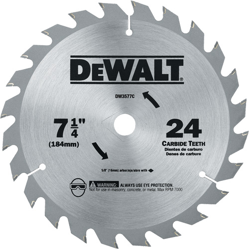 Carbide Circular Saw Blade, 7-1/4", 24 Teeth Equipex