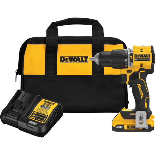 Atomic Compact Series Brushless Cordless Hammer Drill Kit, 1/2" Chuck, 20 V Equipex