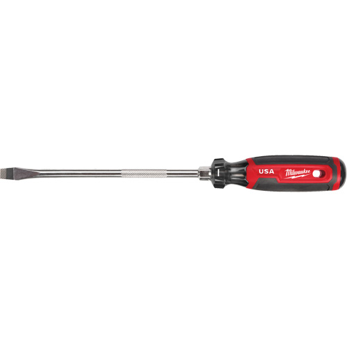 Slotted Screwdriver, 3/8" Tip, Round, 330 mm L, Cushion Grip Handle Equipex