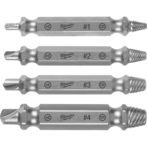 Screw Extractor Set, High Speed Steel, 4 Pieces Equipex
