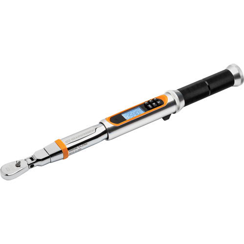 Cl&eacute; dynamom&eacute;trique &agrave; t&ecirc;te flexible 120XP avec angle, &eacute;lectronique, Entraînement 1/4" carr&eacute;, 24 - 240 lb-po Equipex